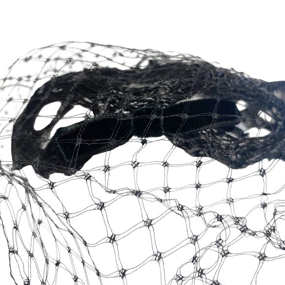 Vintage Black Netted Veil 19050s Pillbox Fascinator Hat